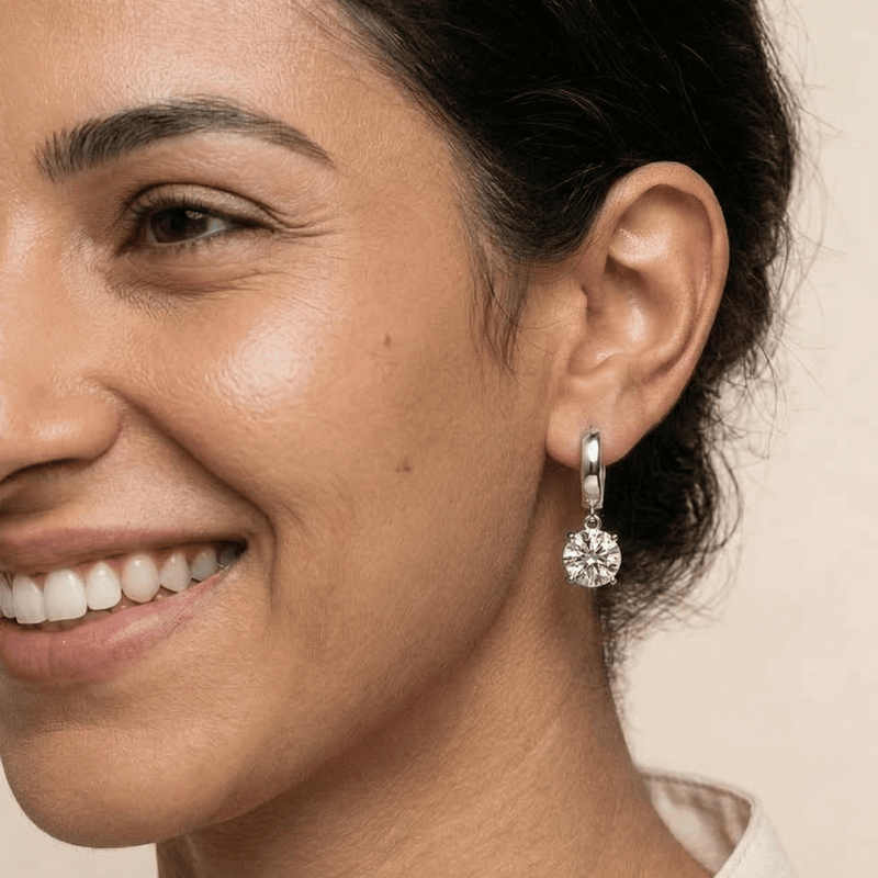 Soraya Moissanite Drop Hoops