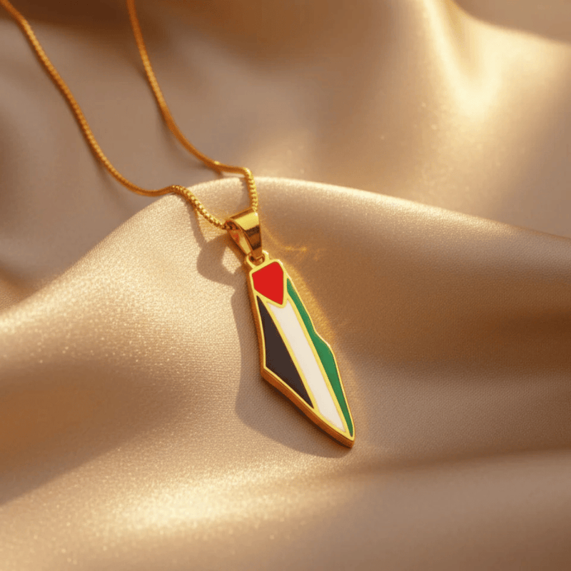 Noor Palestine Pride Map Necklace