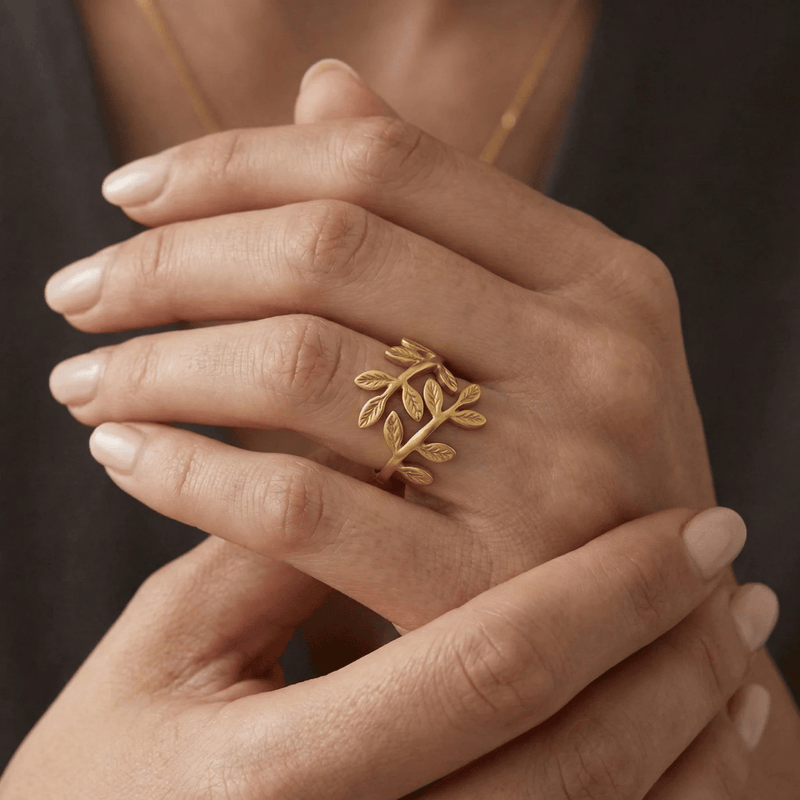 Noor Palestine Olive Leaf Ring