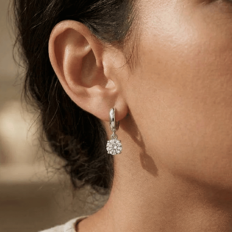 Soraya Moissanite Drop Hoops